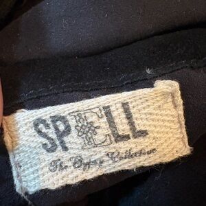 Spell Midnight Black leather Fringe Bag